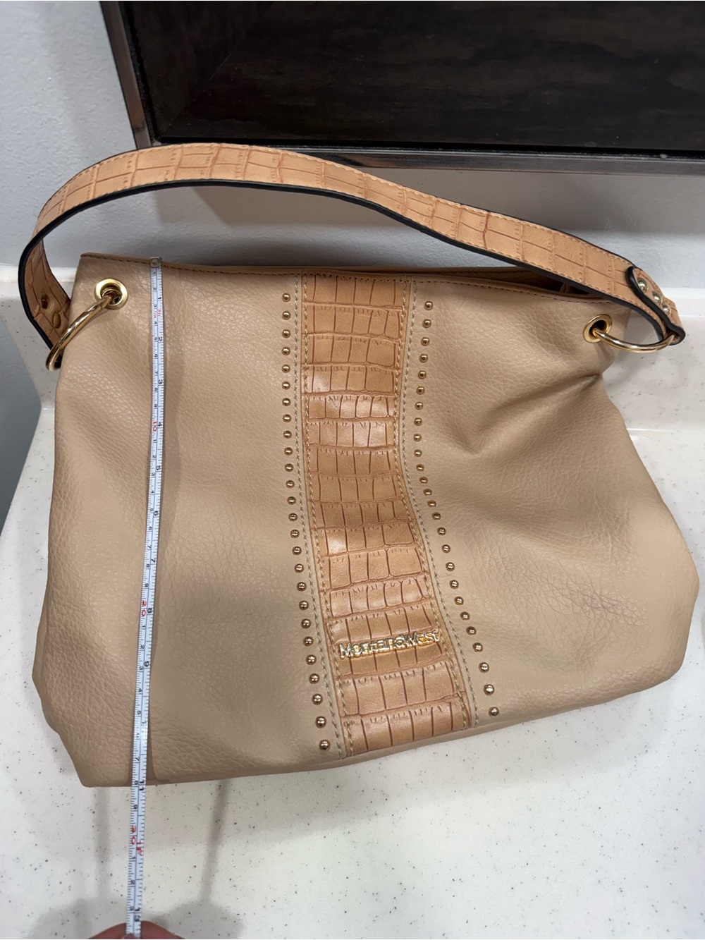 Montana west BEIGE Croc-Trim Shoulder Bag - Women
